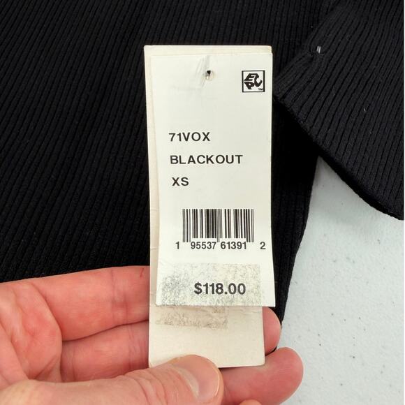 NWT French Connection Krista Organza-Sleeve Mock Neck Black Dress Size XS - Picture 2 of 11